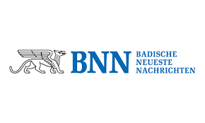 Logo mit hellblauem Schriftzug 'Badische Neueste Nachrichten'