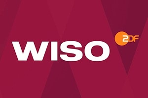 Logo der Sendung "WISO" des ZDF auf rotem Hintergrund.